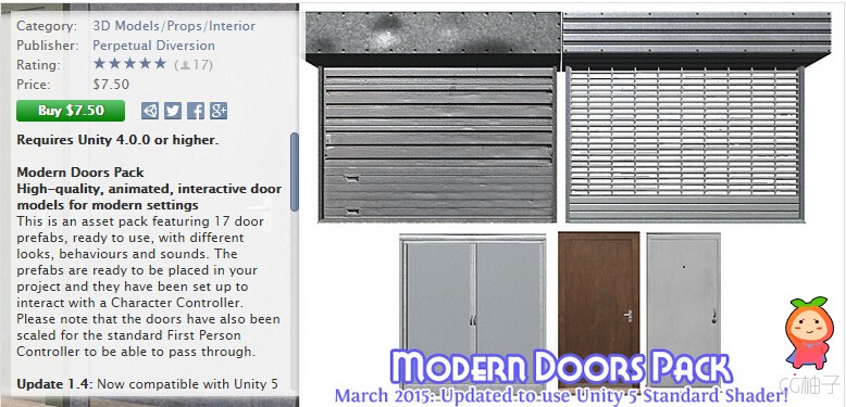Modern Doors Pack 1.4 unity3d asset U3D插件下载