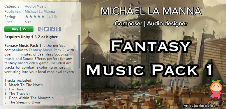Fantasy Music Pack 1 1.8 unity3d asset U3D插件下载