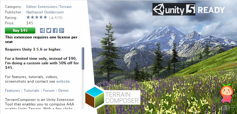 TerrainComposer 1.96 unity3d asset U3D插件下载