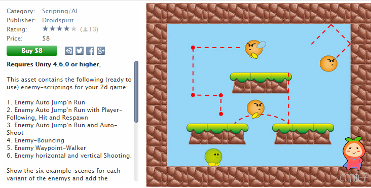 Simple 2D Enemy KI 1.6 unity3d asset U3D插件下载