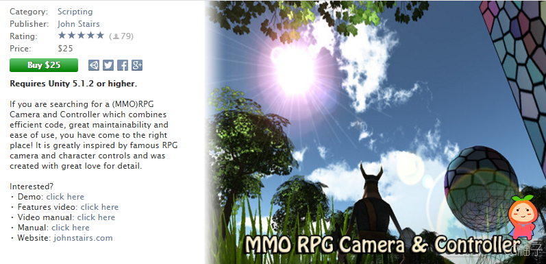 MMO RPG Camera & Controller 3.4 unity3d asset U3D插件下载 