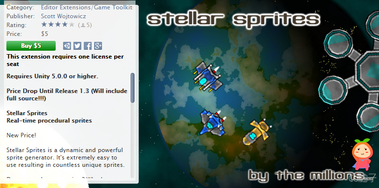 Stellar Sprites 1.2 unity3d asset U3D插件下载