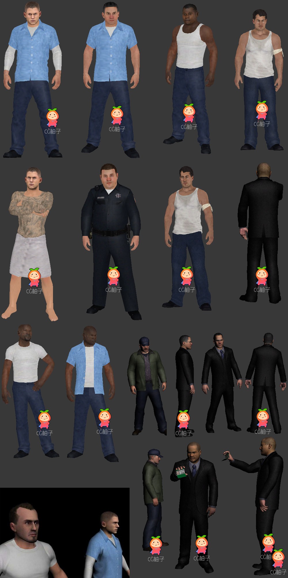 《越狱之阴谋》游戏人物模型,3D角色模型,3D人物免费下载,第一批