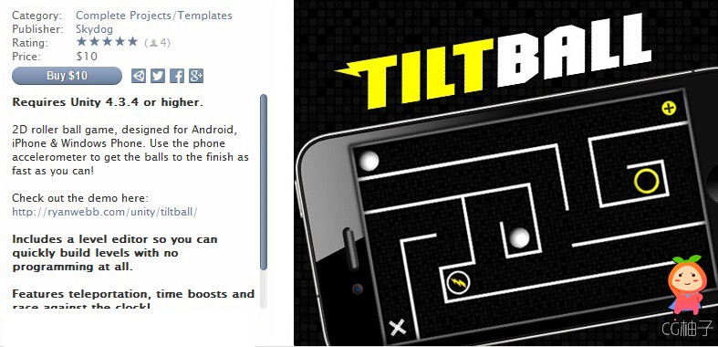 Tilt Ball 2D Game Template v1.3.1 unity3d asset unity3d插件 unity3d论坛