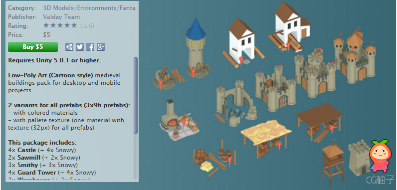 Low Poly Medieval Buildings 1.0 unity3d asset U3D模型下载 unity3d论坛