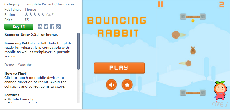 Bouncing Rabbit unity3d asset unity3d插件下载 Unity3d官网