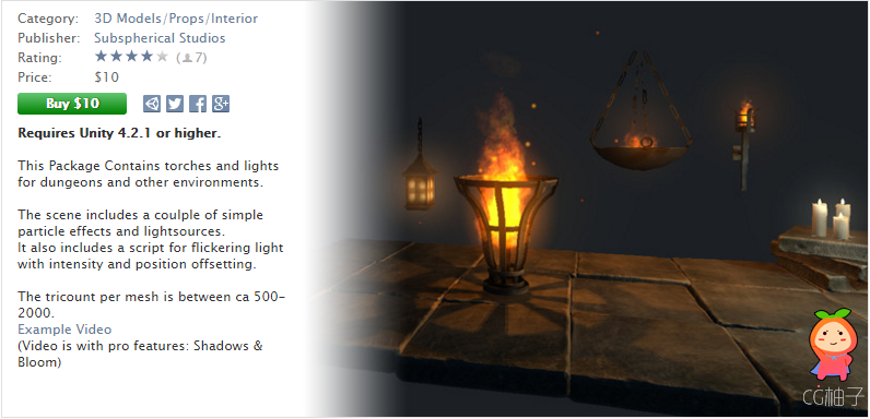 Torches 1.2 unity3d asset unity3d插件下载 U3D模型下载