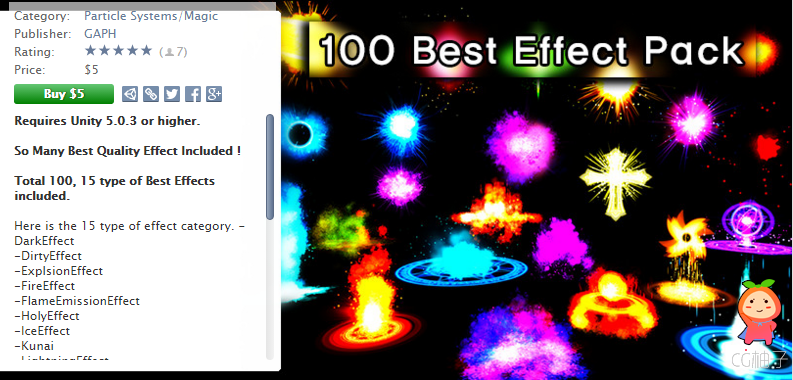 100 Best Effects Pack 2.1 unity3d asset unity3d插件下载 unity论坛
