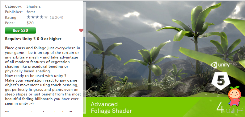 Advanced Foliage Shader 4.03 unity3d asset U3D插件下载 unity3d论坛资源
