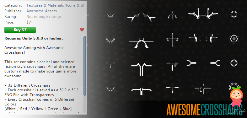 Awesome Crosshairs 1.0 unity3d asset u3d插件下载 unity论坛资源下载