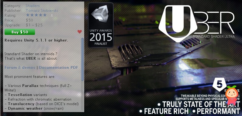 UBER - Standard Shader Ultra 1.1b unity3d asset unity论坛 unity官网