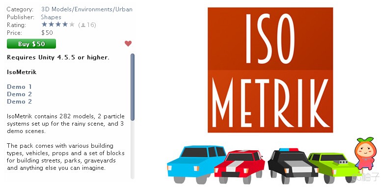 IsoMetrik 1.0 unity3d asset u3d模型下载，unity编辑器下载