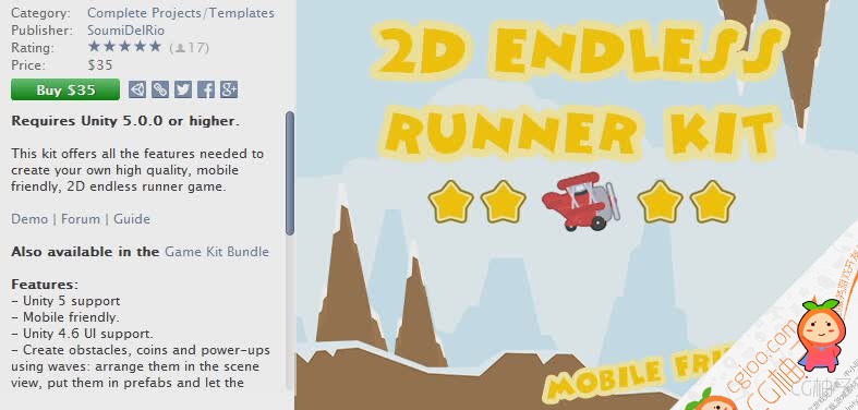 2D Endless Runner Kit 1.07 unity3d asset u3d插件下载  unity官网