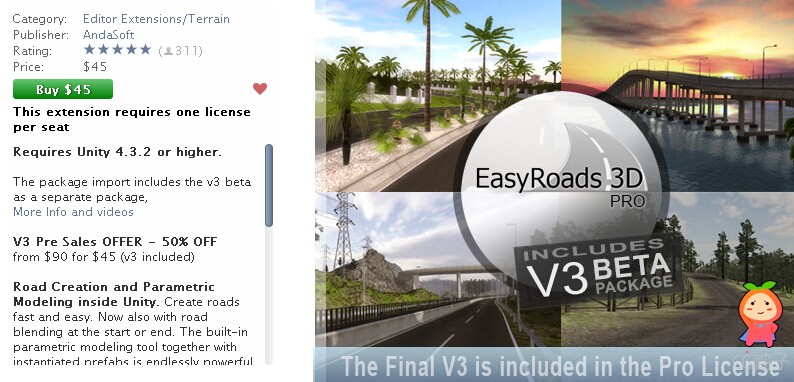 EasyRoads3D Pro v2.5.9 (beta7.5.1) (u5) unity3d asset u3d插件下载