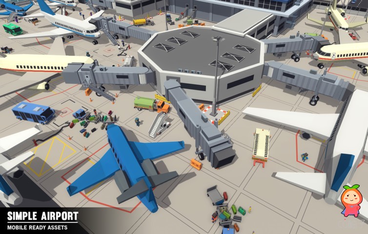 Simple Airport - Cartoon Assets 1.01 unity3d asset U3D模型下载 unity论坛