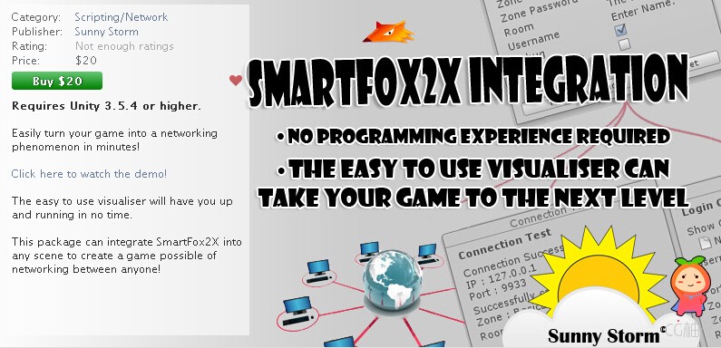 SmartFox2X Integration 1.0 unity3d asset u3d插件下载 unity编辑器