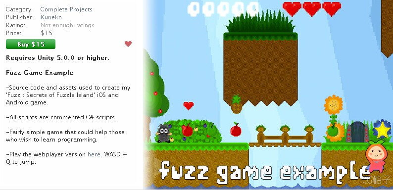 Fuzz Game Example 1.01 unity3d asset U3D插件下载 unity官网资源下载