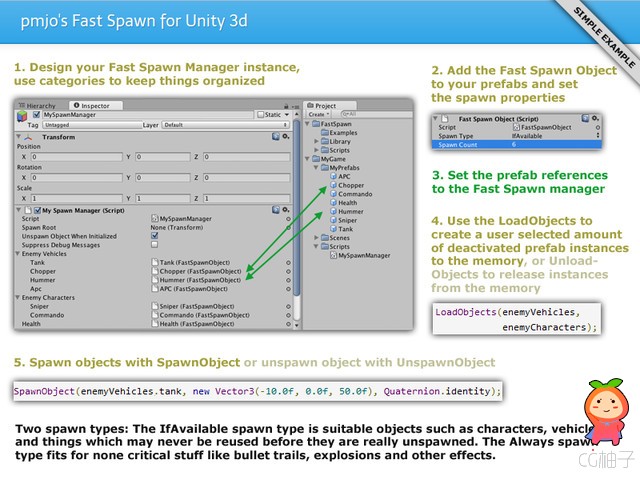 pmjo's Fast Spawn 1.1.2 unity3d asset unity3d下载 unity官网资源