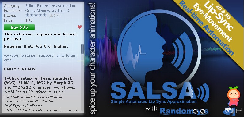 SALSA With RandomEyes 1.3.3-1.4.0 unity3d asset unity论坛下载 unity插件