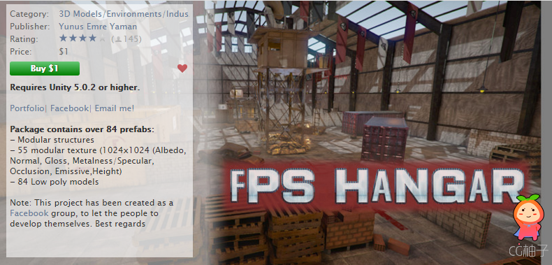 FPS Hangar 1.1 unity3d asset U3D模型下载 unitypackage下载