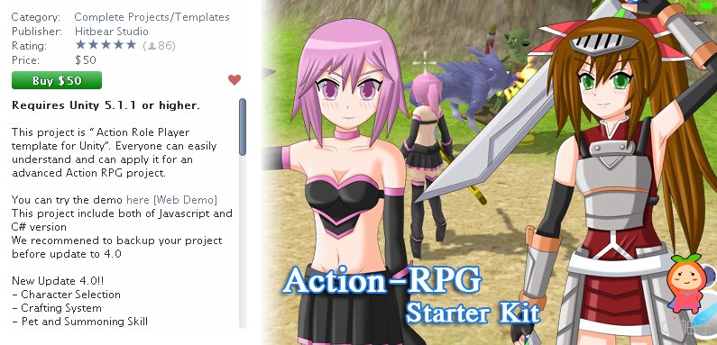  Action-RPG Starter Kit 4.0 unity3d asset unity插件下载 unity官网资源