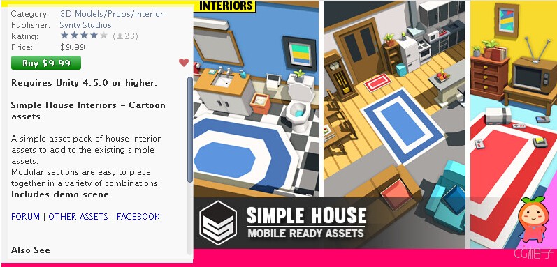 Simple House Interiors - Cartoon assets U3D插件下载 unity官网