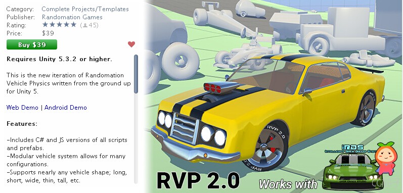 Randomation Vehicle Physics 2.0 2.08.3 unity3d asset unity插件下载 unity3d