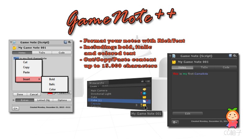 GameNote++ 2.0a unity3d asset unity插件下载 unitypackage