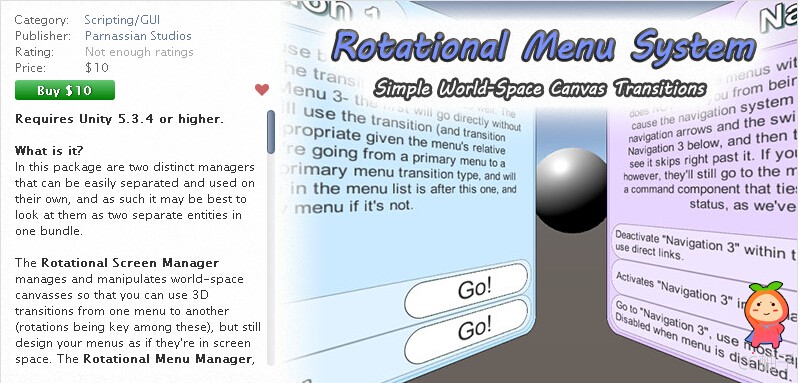 Rotational Menu System 1.21 unity3d asset unity插件下载 unity官网