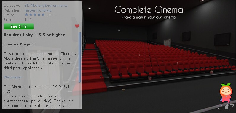 Cinema 1.0 unity3d asset U3D模型下载 unity插件下载