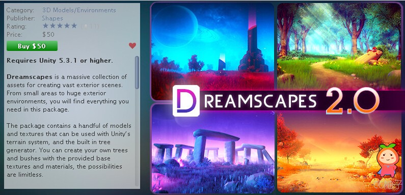 Dreamscapes 1.2 unity3d asset U3D模型下载 unity插件