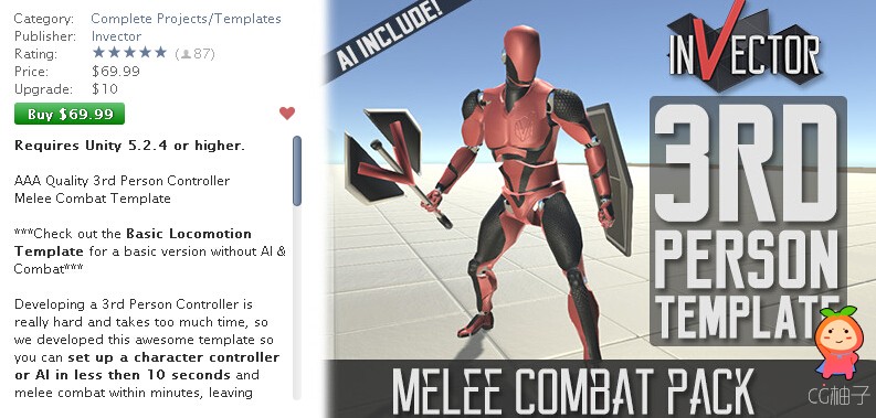 Third Person Controller - Melee Combat Template 1.3a unity3d asset U3D 插件下载
