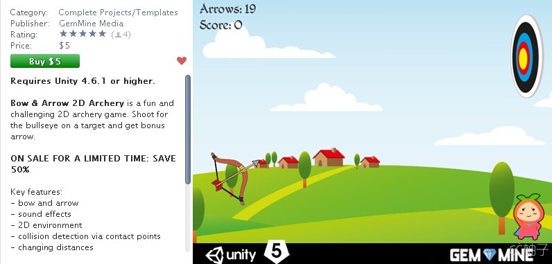 Bow & Arrow 1.0.3 unity3d asset unity官网资源 unity3d下载