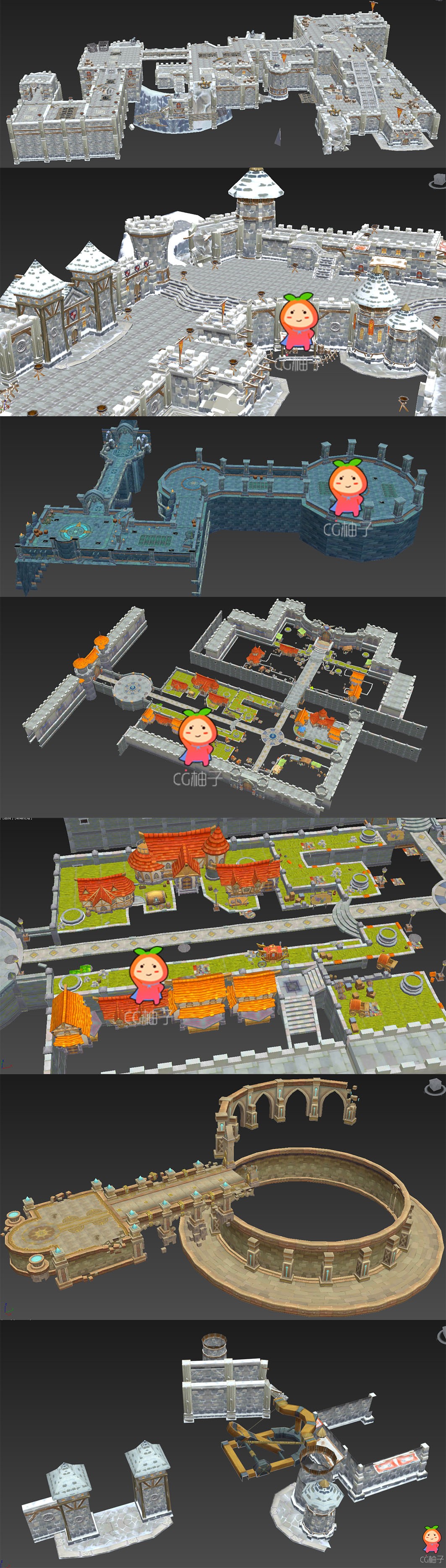 《幻想编年史》游戏场景3D模型 手游美术素材 3D场景模型
