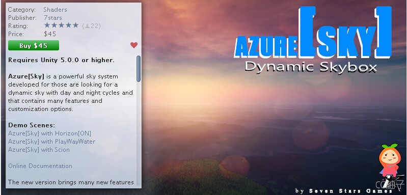 Azure[Sky] 3.0.0 unity3d asset unity插件下载 unity论坛资源下载