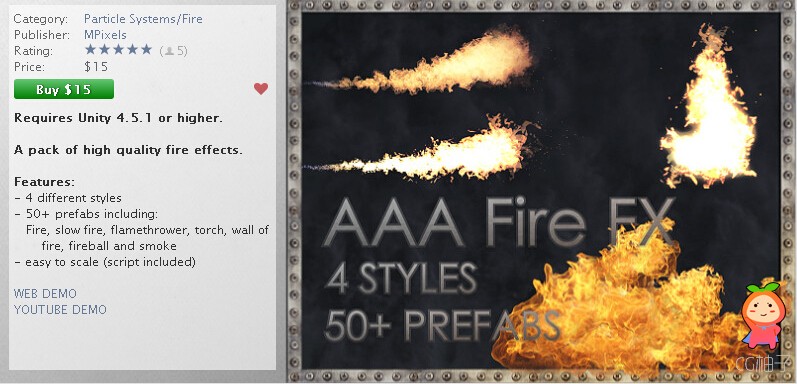 AAA Fire FX 1.0 unity3d asset unity编辑器下载 ios开发