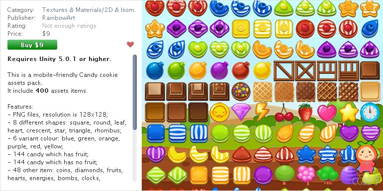 Match 3 - Candy Cookie 1.4 unity3d asset U3D插件下载 unity官网