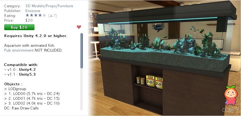 Aquarium 1.1 unity3d asset U3D模型下载 unity3d下载