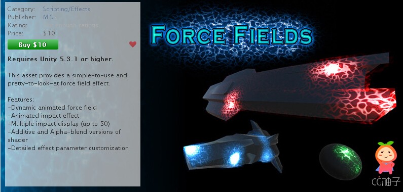 Energy Force Fields 1.0 unity3d asset U3D插件下载 unity官网