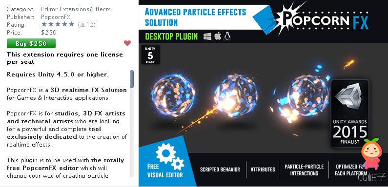 PopcornFX Particle Effects Plugin (Windows Mac Linux) 2.6 unity3d asset unity3d