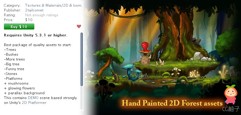 Painted 2D Forest 1.0 unity3d asset unity官网资源 unity论坛