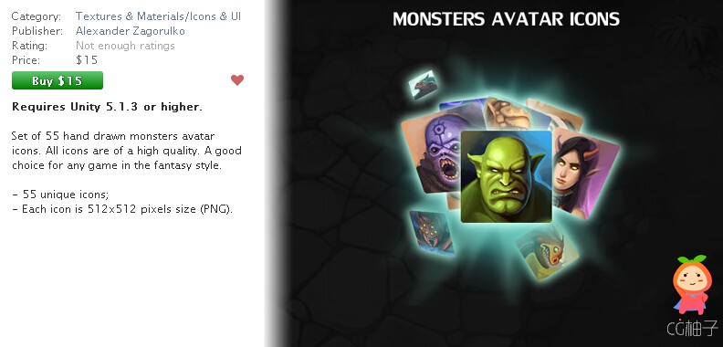 Monsters Avatar Icons 1.01 unity3d asset unity插件下载 unity官网