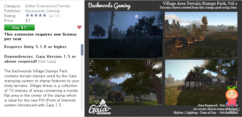 Backwoods Village Stamps for Gaia Vol 1 1.0 unity3d asset unity编辑器下载