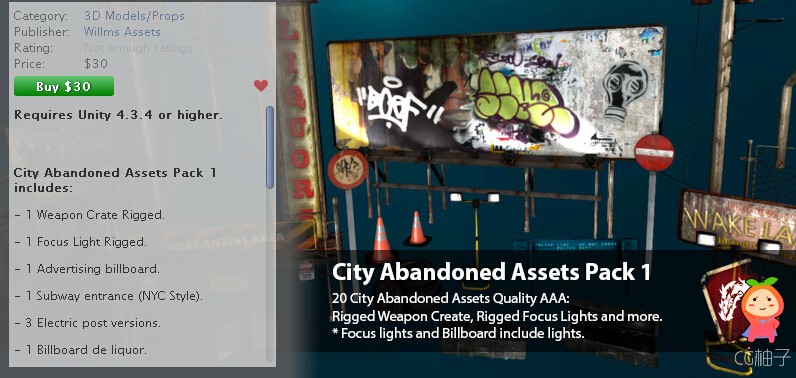 City Abandoned Assets Pack 1 1.1 unity3d asset U3D模型下载 unity3d下载