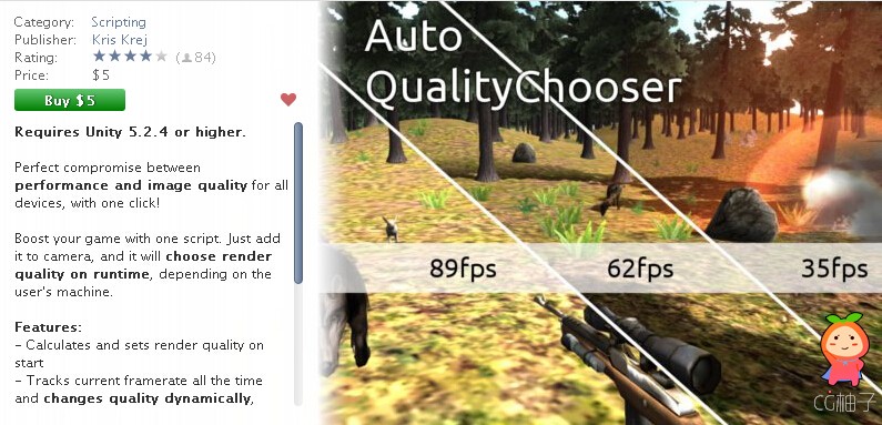 Auto Quality Chooser 2.03 unity3d asset U3D插件下载 unity论坛资源
