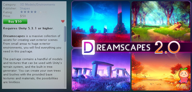 Dreamscapes 2.0 unity3d asset U3D模型下载，unity3d插件下载