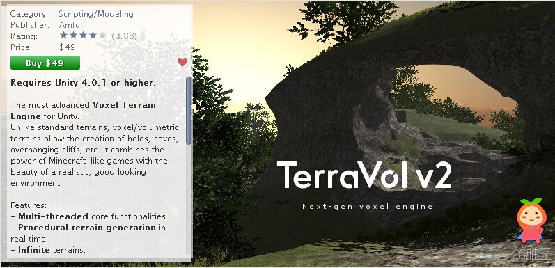 TerraVol Voxel Terrain Engine 2.1c unity3d asset U3D插件下载 unity3d下载