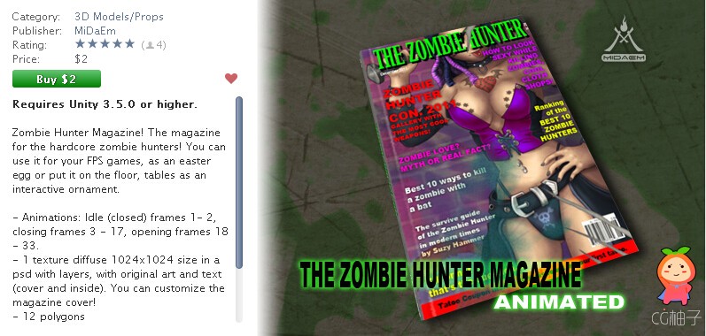 The Zombie Hunter Magazine 1.0 unity3d asset U3D模型下载 unity插件下载