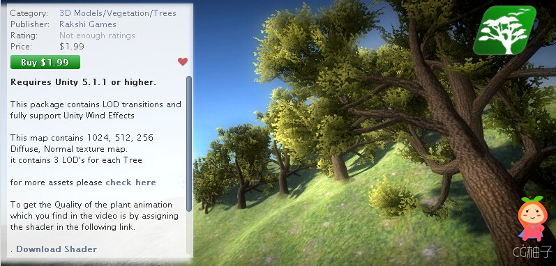 Realistic Tree Pack 3 1.0 unity3d asset U3D模型下载 unity3d下载