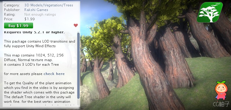 Realistic Tree Pack 4 (Red Wood) 1.0 unity3d asset U3D模型下载 unity3d下载